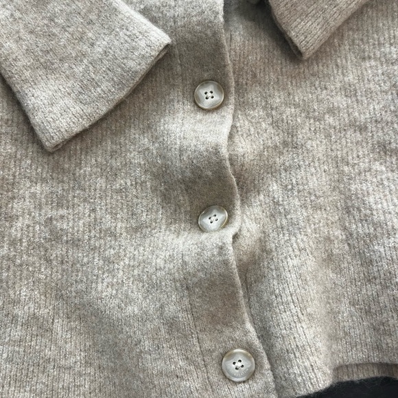 Aritzia Babaton Womens Camel Brown Ribbed Merino Wool Blend Cardigan Sweater XXS - Picture 6 of 12